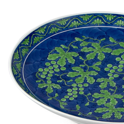 Large Japanese Grapevine Platter in Blue and Green