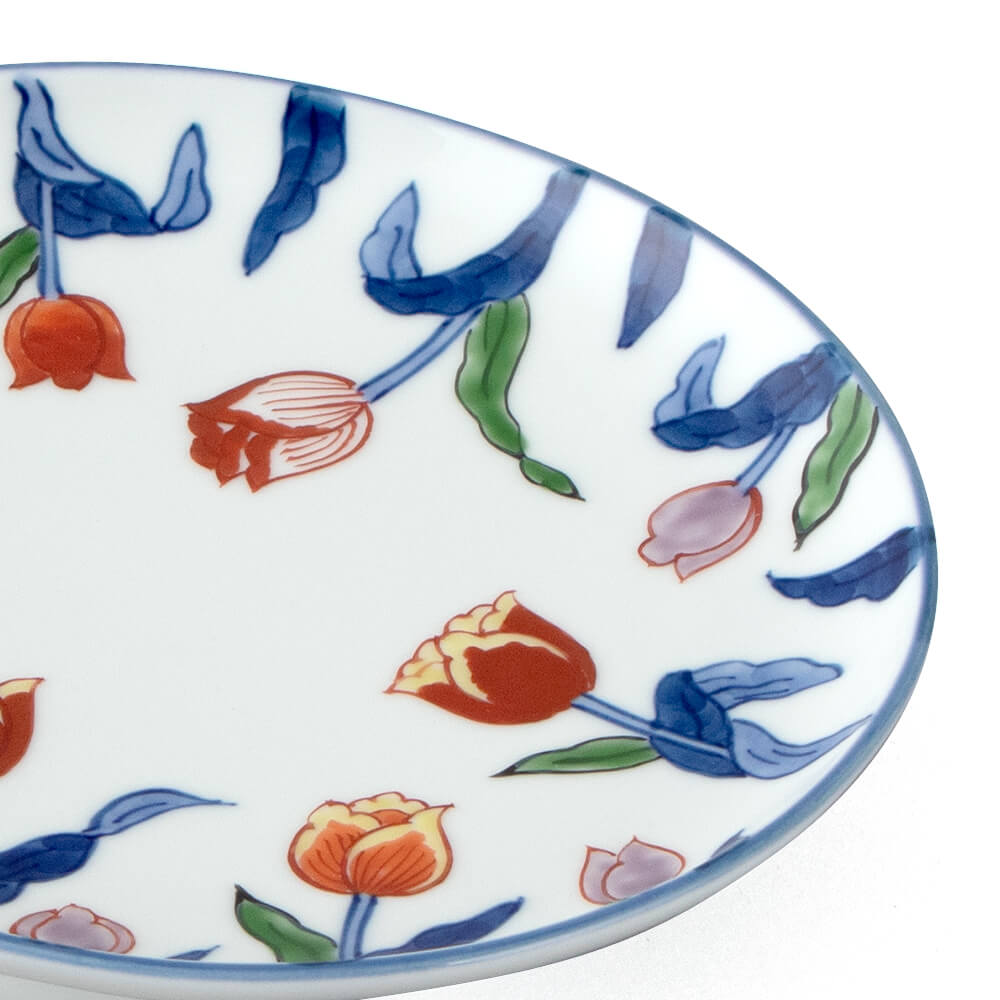 Japanese Red Tulip Oval Ceramic Plate