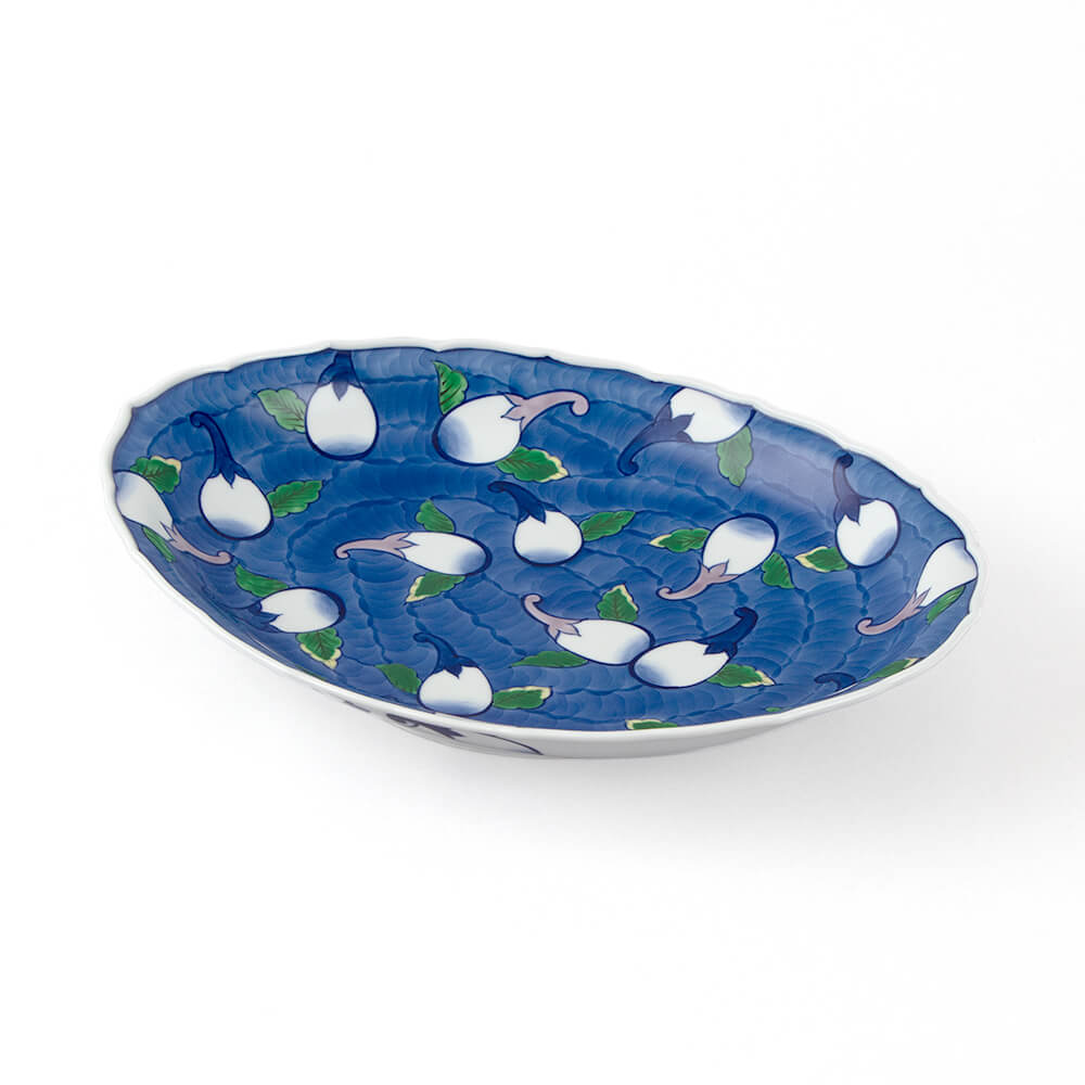 Large Japanese Eggplant Blossom Oval Platter