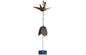 Japanese Origami Crane Furin wind chime featuring gold and dark brown cast iron cranes with a blue tanzaku card, symbolizing peace and good fortune