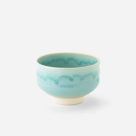 Artisanal Japanese Matcha Bowl - Serene Ocean Blue Glaze