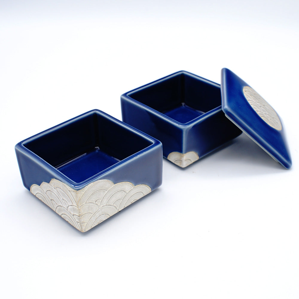 Lapis Lazuli Silver Wave Stacking Boxes