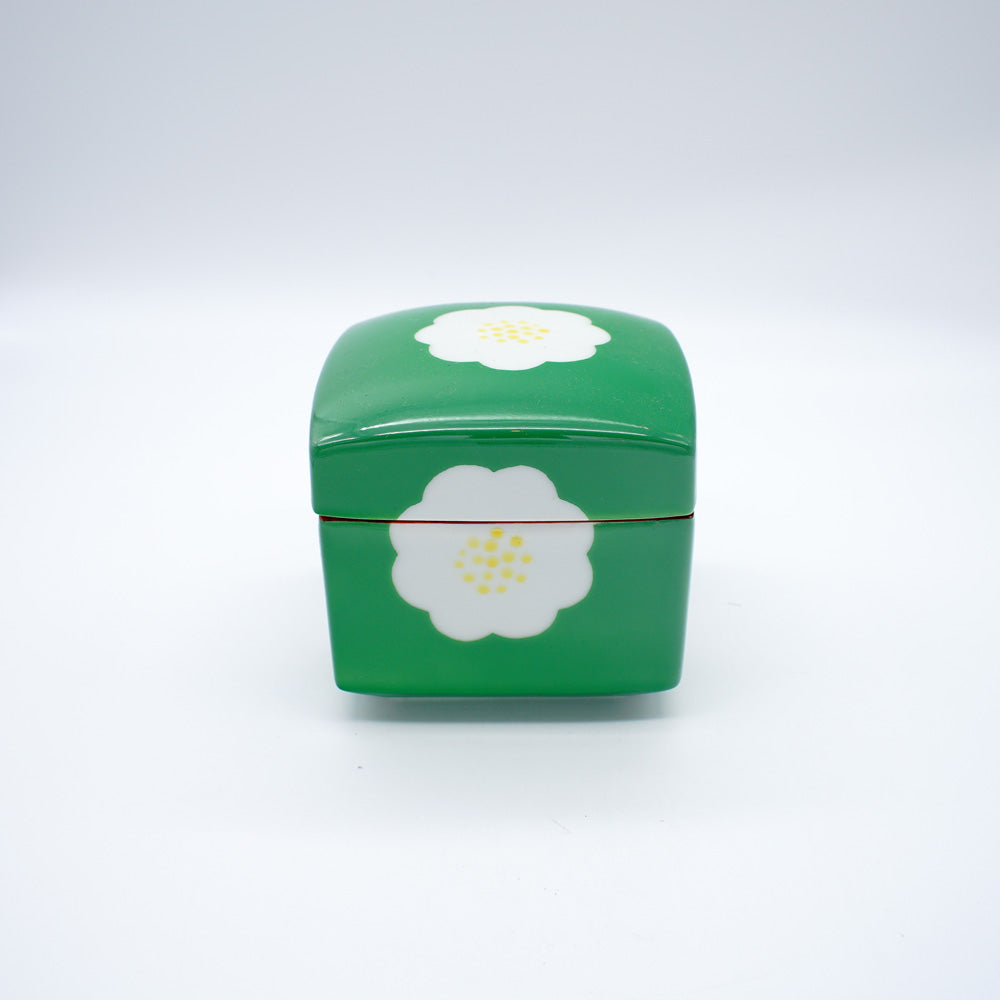 White Camellia Green Ceramic Box