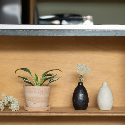 HIBI Artisan Ceramic Bud Vase from Speckled White Collection, showcasing traditional Shigaraki pottery techniques and natural stone inclusions