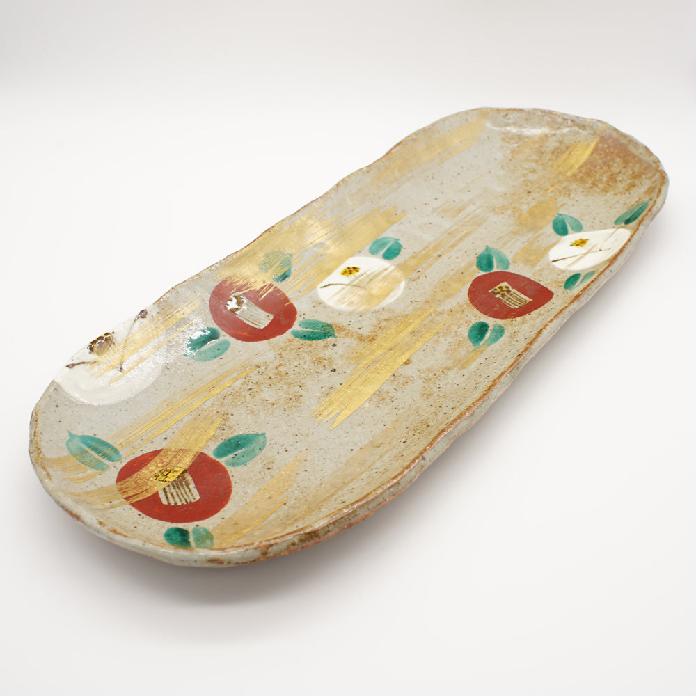 Golden Blossom Elongated Serving Platter - Rosanjin Inspired