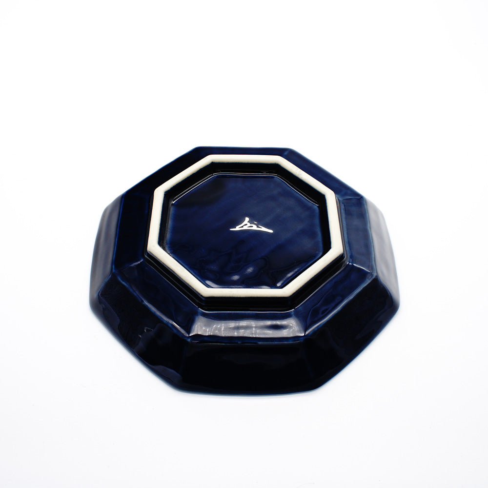 Midnight Blue Octagonal Plate with Silver Moon